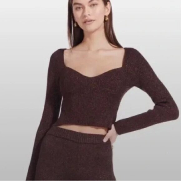 NEW Staud Cerro Brown Metallic Knit Top - Picture 6 of 6